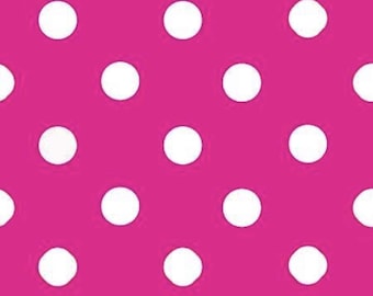 Fuchsia Polka Dot Poly Cotton Fabric: 58/60" Wide, Sold By The Yard