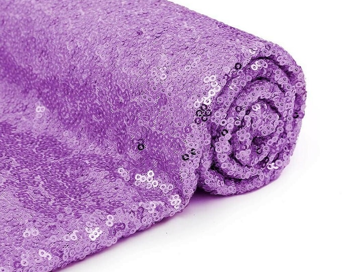 Lilac Sequin Fabric Mini Glitz Sequins, By The Yard Sequin Fabric Dresses-Nightgowns-Prom Gown (Choose The Quantity)