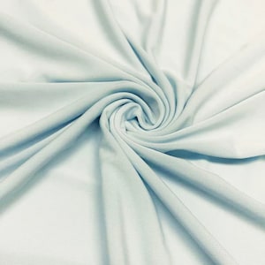 Powder Blue ITY Knit Fabric: 2-Way Stretch Spandex Polyester, Apparel Fabric By The Yard
