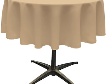 Khaki Polyester Round Tablecloth: Wrinkle Resistant Banquet Cloth