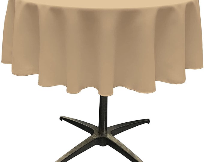 Mia's Fabrics Inc, Khaki Tablecloth Polyester Poplin Tablecloth Inch Round Banquet Cloth, Wrinkle Resist Quality (Pick a Size)
