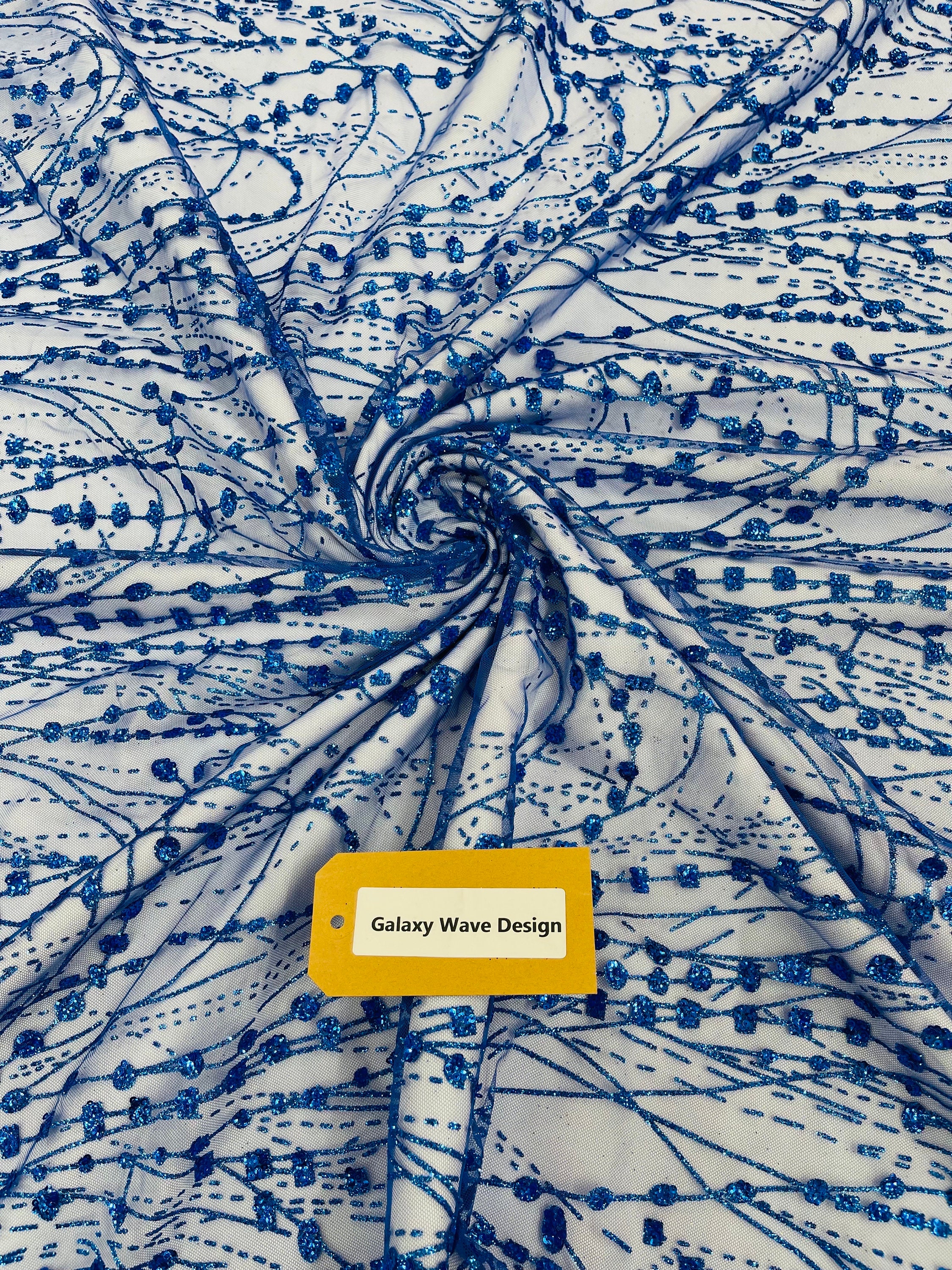 Royal Blue Glitter on Mesh Lace Fabric by the Yard for Wedding Decor ...