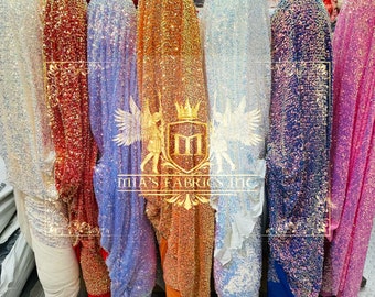 Iridescent Sequin Fabric on Power Mesh: 4-Way Stretch, By The Yard