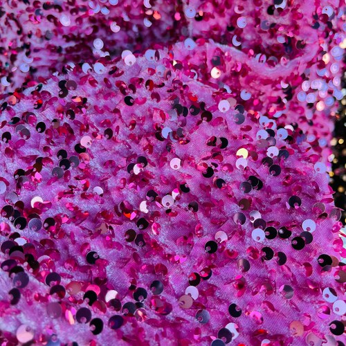 Iridescent Clear Sequin on Pink Stretch Velvet With Luxury - Etsy