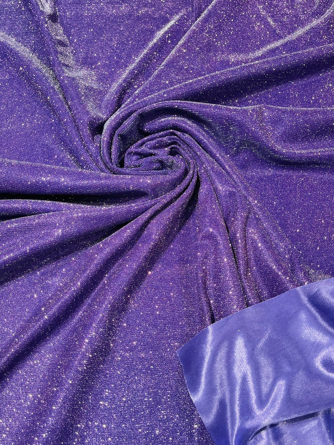 Dark Lavender Shimmer Fabric by Yard, Stretch Glitter Fabric Luxury