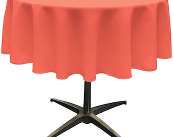 Coral Polyester Round Tablecloth: Wrinkle Resistant Banquet Cloth