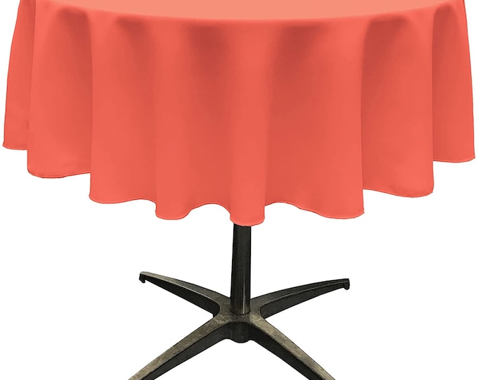 Mia's Fabrics Inc, Coral Tablecloth Polyester Poplin Tablecloth Inch Round Banquet Polyester Cloth, Wrinkle Resist Quality (Pick a Size)