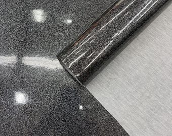 Black Sparkle Glitter Upholstery Vinyl Fabric - 54" Wide
