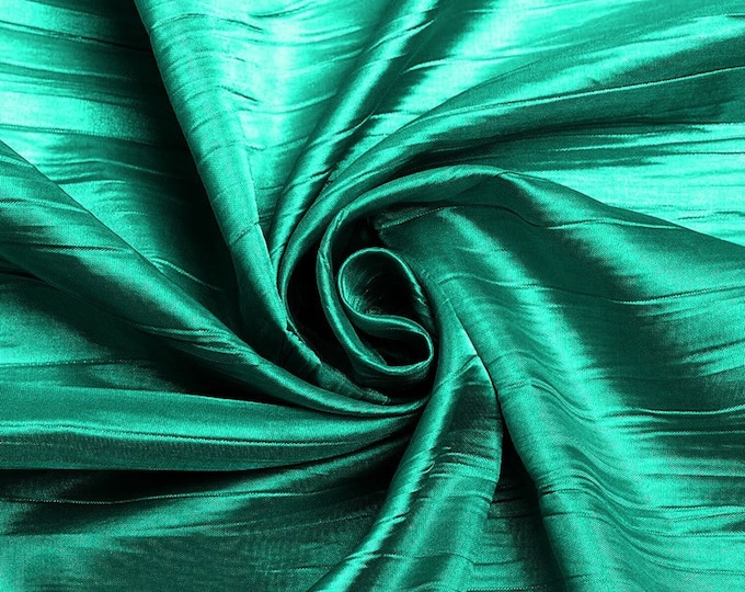 Crushed Taffeta Fabric - Jade Green - 54" Inch Wide Crushed Taffeta Creased Fabric Sold by The Yard