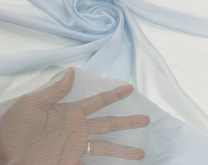 Baby Blue Polyester Two-Tone Chiffon Fabric by the Yard, Bridal Chiffon Fabric, Two-Tone Chiffon Fabric | Chiffon Two Tone Sheer Fabric