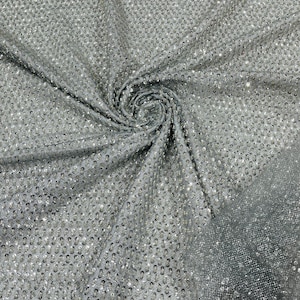 Silver Glitter Tulle Lace Fabric: Beaded Embroidery, Wedding Dress Fabric