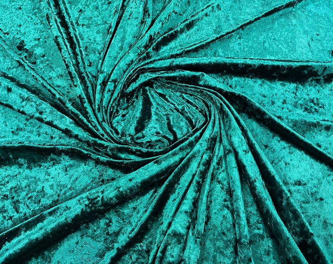 Hunter Green Stretch Crushed Velvet Fabric Sold By The Yard - 58”/60'' Wide, Sewing, Apparel, Costume, Craft