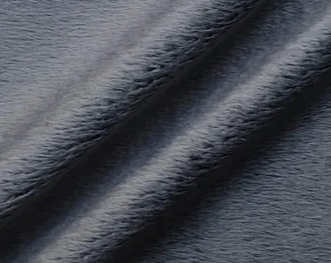 Charcoal Gray Minky Fabric By The Yard, 60” Wide, Ultra Soft Fabric, 3.mm Pile, Used for Blanket, Mia' Fabrics Inc