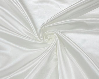 Off-White Shiny Bridal Satin Fabric: 60" Wide, Sold By The Yard