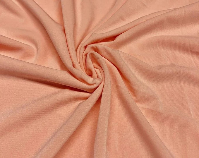 Mia's Fabrics Inc, 58/59" ITY Fabric - Peach - 2 Way Stretch Spandex Polyester Knit Jersey Fabric Sold By The Yard