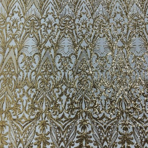 Gold Sequin Fabric, Glitz Full Sequins Fabric, Sequins on Mesh Fabric, Gold  Sequin Tablecloth, Sequin Table Runner, Gold Sequins by the Yard 