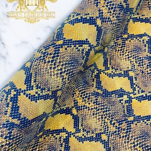 Gold Black Snake Design Nylon Spandex By The Yard, Digital Print Snake Fabric | Muti Color Snake Fabric 4 Way Stretch, Serpent Fabric 60”