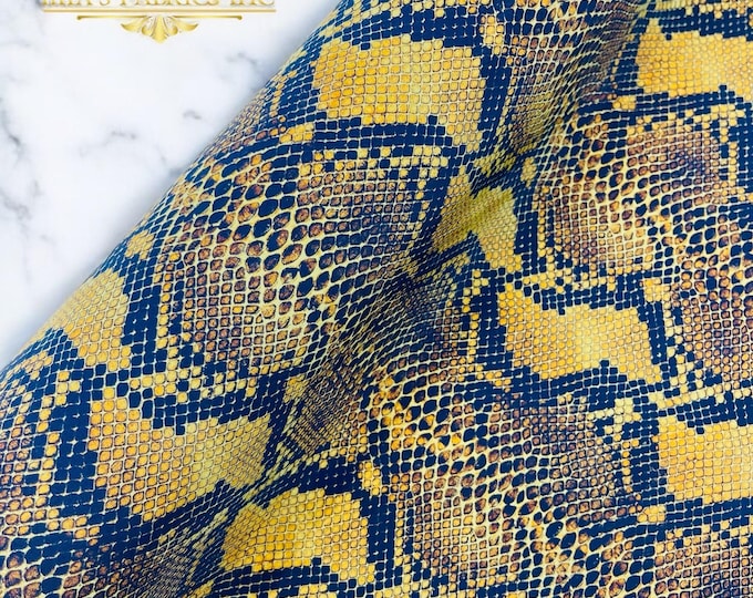Gold Black Snake Design Nylon Spandex By The Yard, Digital Print Snake Fabric | Muti Color Snake Fabric 4 Way Stretch, Serpent Fabric 60”