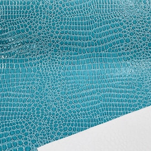 Türkises Vinyl Kunstleder Geflecht Prägung Glänzend Alligator Stoff Polsterstoff Bulk Stock