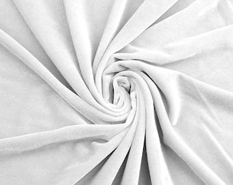 White Stretch Velvet Fabric 60'' Wide, Sewing, Apparel, Costume, Craft {Choose quantity}