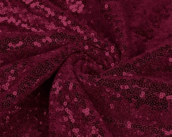 Burgundy Sequin Fabric: Mini Glitz Sequins, By The Yard