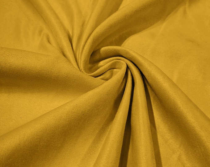 58" Faux Micro Suede Fabric - Yellow - Polyester Micro Suede Fabric for Upholstery / Crafts / Costume Sold By The Yard