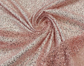 Dusty Pink Sequin Lace Fabric: 3D Beaded Embroidery, Bridal Wedding Dress