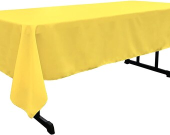 60" Wide Light Yellow Polyester Poplin Rectangular Tablecloth, Polyester Rectangular Cloth Table Covers for All Events (Pick a Size)