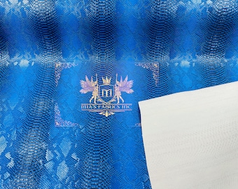 Royal Blue Faux Viper Snake Skin Vinyl: 3D Scales Upholstery Fabric