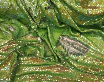 Lime Green/Silver Flip Up Sequins Fabric: 2-Way Stretch