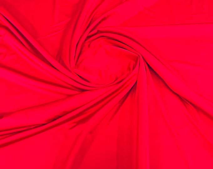 Red Shiny Milliskin Nylon Spandex Fabric 4 Way Stretch Prom-Gown-Dress, 58" Wide Sold by The Yard (Pick a Size)