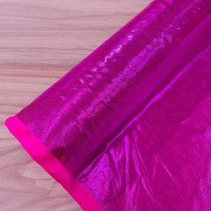 Fuchsia Metallic Foil Spandex Fabric: 4-Way Stretch Swimwear Costume - 60&quot; Wide