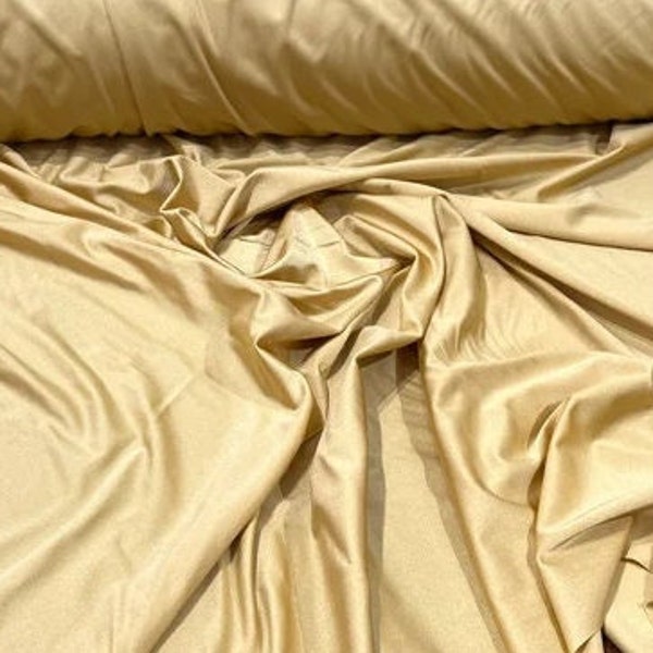 Gold Shiny Milliskin Nylon Spandex Fabric 4 Way Stretch Prom-Gown-Dress, 58" Wide Sold by The Yard (Pick a Size)