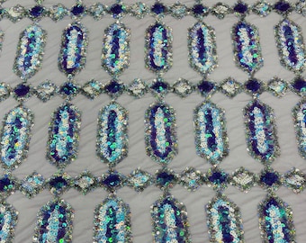 Lilac Iridescent Sequin Fabric, Jewel Design, 4-Way Stretch