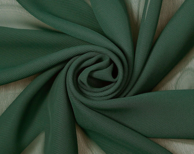 Hunter Green Chiffon Fabric: Hi Multi Polyester, 58-60" Wide