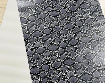 Gray Python Snake Embossed Vinyl: Faux Leather Upholstery Fabric