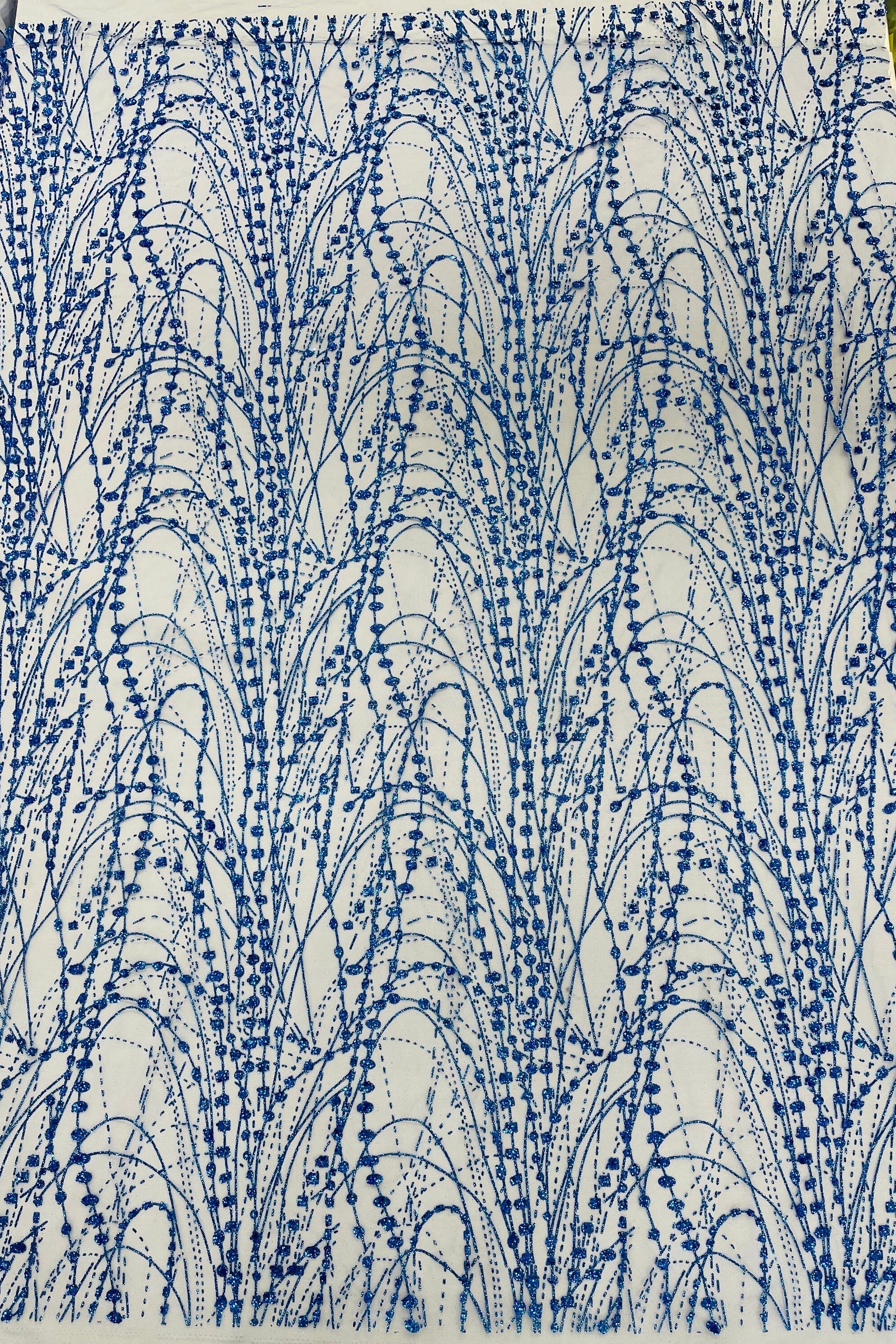 Royal Blue Glitter on Mesh Lace Fabric by the Yard for Wedding Decor ...