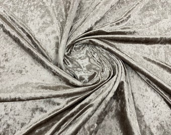 Taupe Stretch Crushed Velvet Fabric Sold By The Yard - 58”/60'' Wide, Sewing, Apparel, Costume, Craft