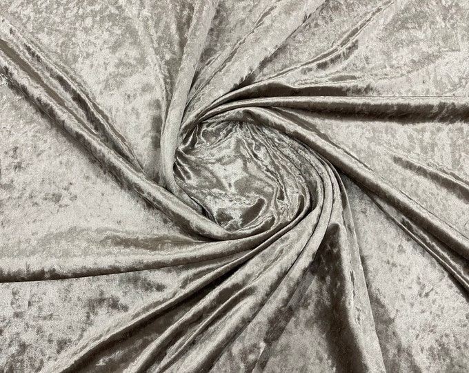 Taupe Stretch Crushed Velvet Fabric Sold By The Yard - 58”/60'' Wide, Sewing, Apparel, Costume, Craft