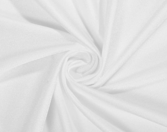 White Shiny Milliskin Nylon Spandex Fabric 4 Way Stretch Prom-Gown-Dress, 58" Wide Sold by The Yard (Pick a Size)