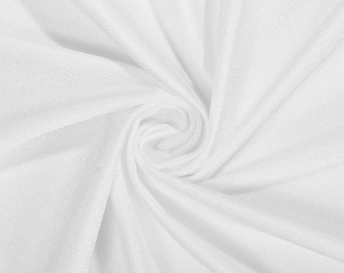White Shiny Milliskin Nylon Spandex Fabric 4 Way Stretch Prom-Gown-Dress, 58" Wide Sold by The Yard (Pick a Size)