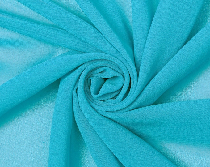 Turquoise Chiffon Fabric: Hi Multi Polyester, 58-60" Wide