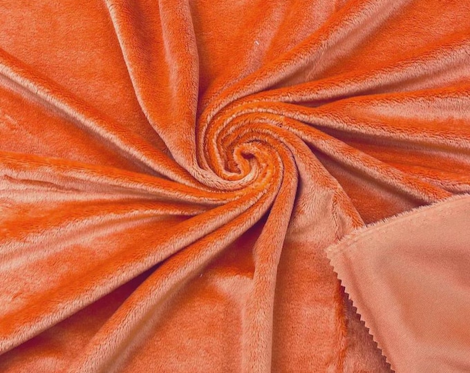 Orange Minky Fabric By The Yard: Ultra Soft 60" Wide, 3mm Pile