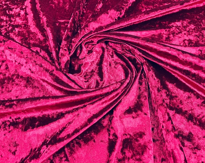 Cranberry Stretch Crushed Velvet Fabric Sold By The Yard - 58”/60'' Wide, Sewing, Apparel, Costume, Craft