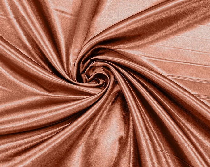 Rose - 60" Shiny Heavy Bridal Satin Fabric for Wedding, Gala, Prom Dress Sold By Yard