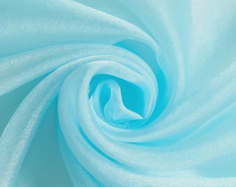 Aqua Sparkle Crystal Organza Fabric: Sheer Shiny Material, 60" Wide