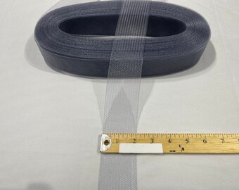 2 Inch Gray Crinoline Horsehair Braid Trim-Wedding-Bridal-Decorations-Crafts-Sold By The Yard (Pick a Size )