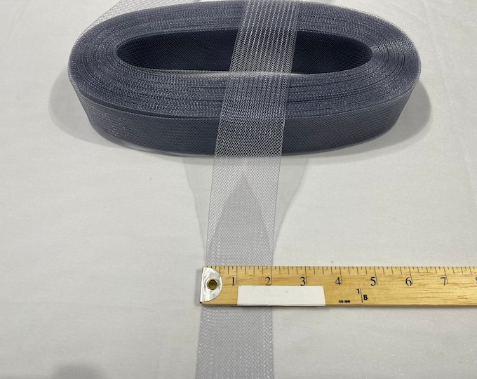 2 Inch Gray Crinoline Horsehair Braid Trim-Wedding-Bridal-Decorations-Crafts-Sold By The Yard (Pick a Size )