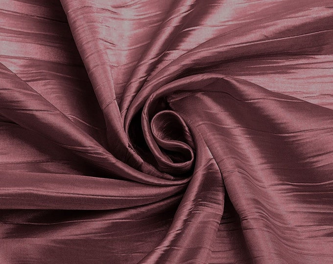Crushed Taffeta Fabric - Mauve - 54" Inch Wide Crushed Taffeta Creased Fabric Sold by The Yard
