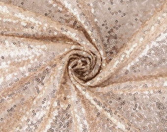 Champagne Sequin Fabric: Mini Glitz Polyester, By The Yard